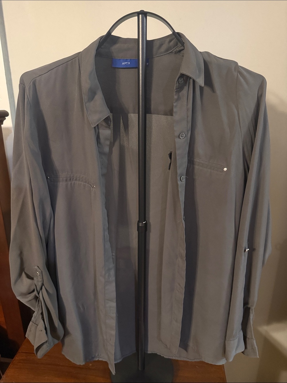 Apt. 9 Women's Slate Gray Button-Front Blouse
